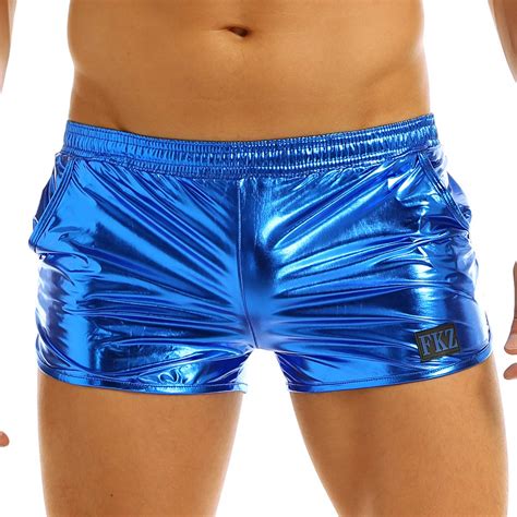 Mens Shiny Metallic Boxer Briefs Shorts 